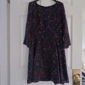 MADEWELL Silk Boatneck Pintuck Dress in Moonless Floral - Size 4 NWT